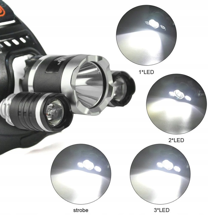 MOCNA-LATARKA-CZOLOWA-3-x-LED-T6-CREE-CZOLOWKA-AKU-Marka-inna-marka